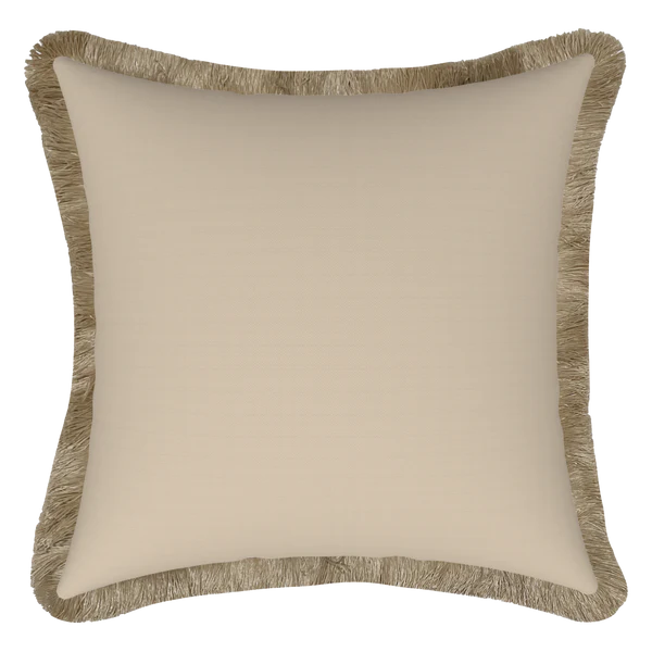 Salt Sun Sand Tahiti Sandstone 50x50cm Fringed Outdoor Cushion