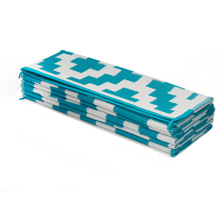 Fab Habitat Aztec Teal and White Outdoor Rug