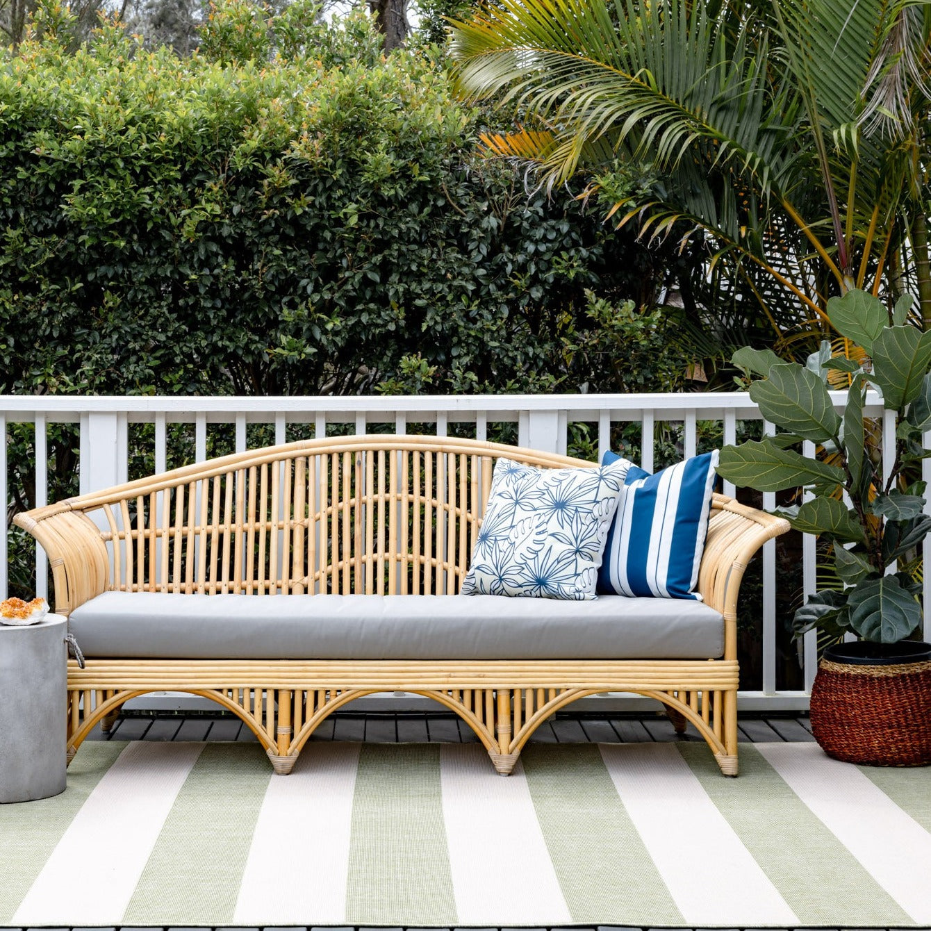 Fab Habitat Nyoma Lime Striped Veranda Outdoor Rug