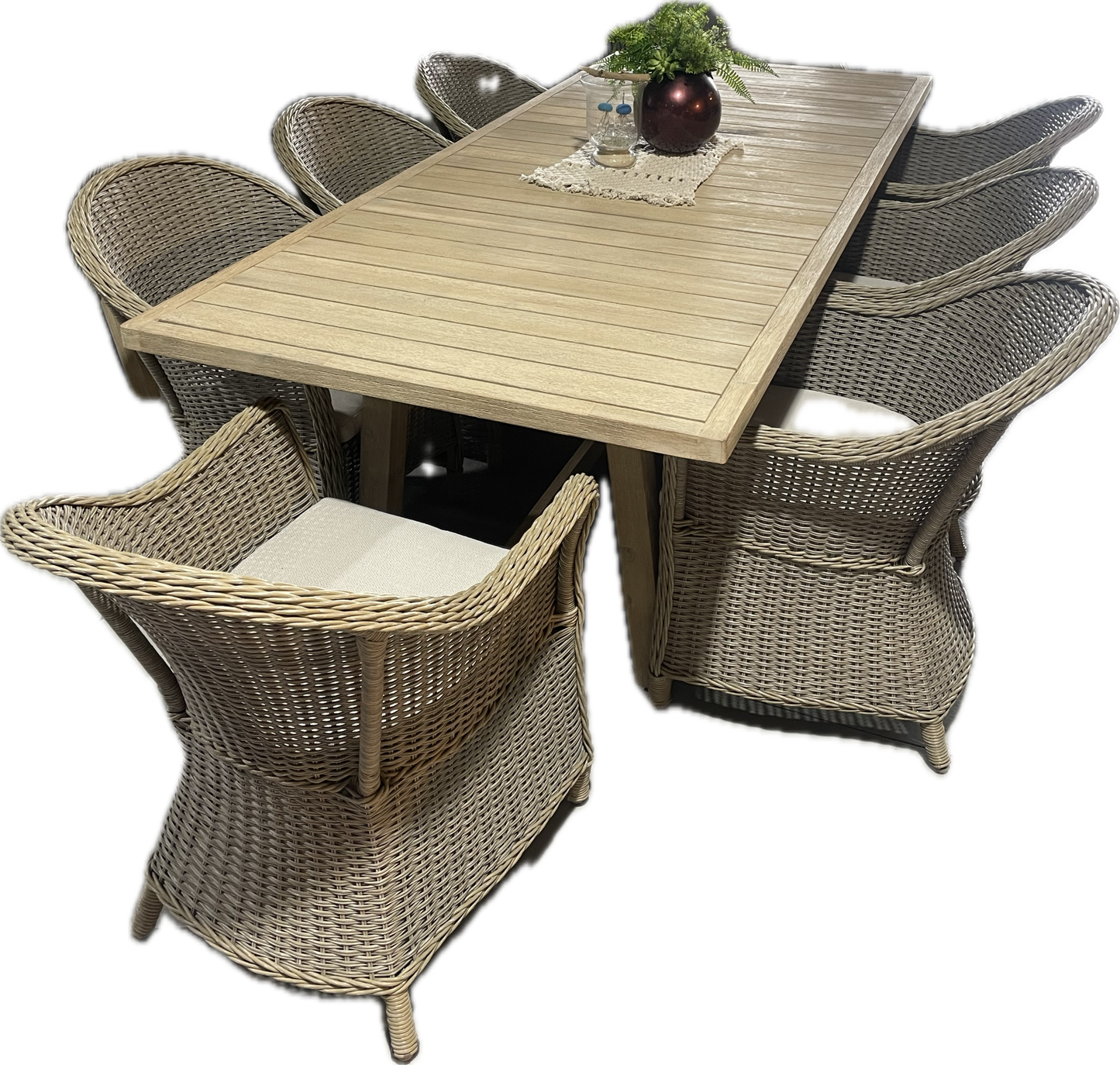 GLG Saffire Outdoor Wicker and Acacia Timber Dining Setting (Floor Stock)
