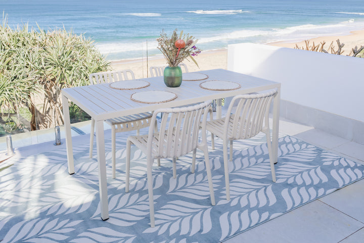 Fab Habitat Dibang Aqua light Green and Cream Outdoor Rug