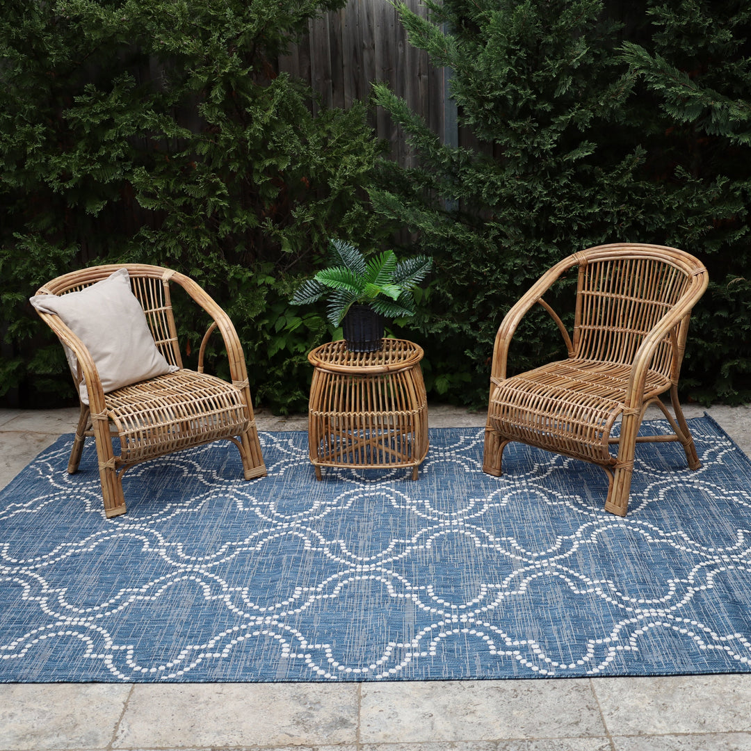 Fab Habitat Blue Illusion Jinju Outdoor Rug