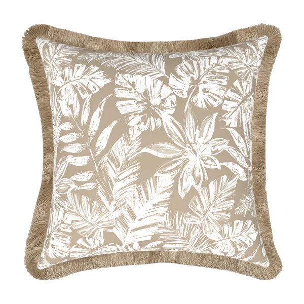 Salt Sun Sand Tahiti Natural Escape Fringed Outdoor Cushion