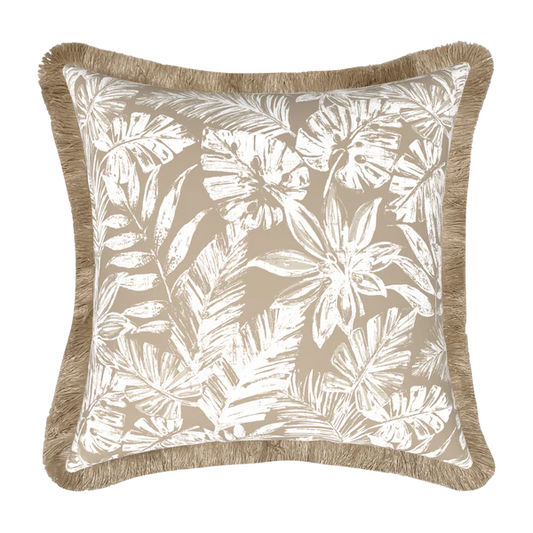 Salt Sun Sand Tahiti Natural Escape Fringed Outdoor Cushion