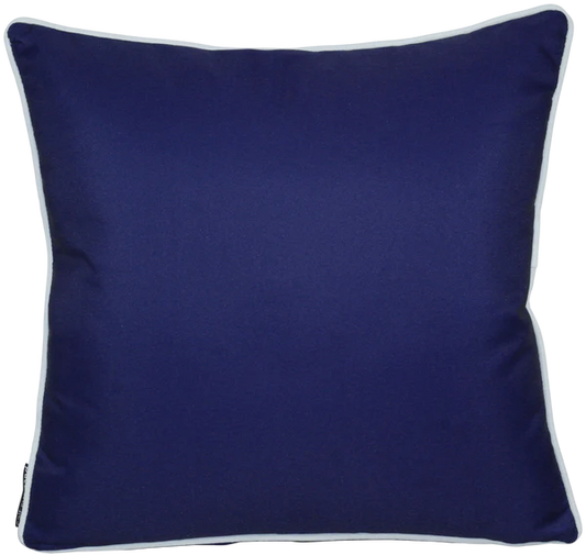 Salt Sun Sand Bondi Solid Navy 45x45cm Piped Outdoor Cushion