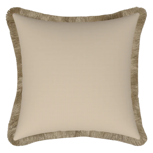 Salt Sun Sand Tahiti Sandstone 50x50cm Fringed Outdoor Cushion