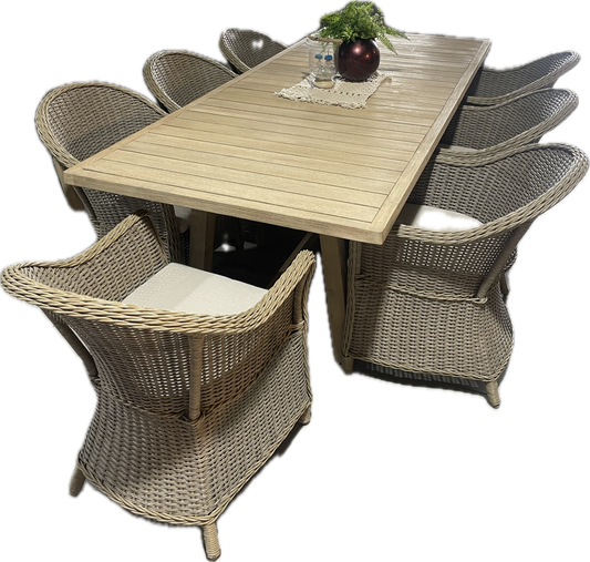 GLG Saffire Outdoor Wicker and Acacia Timber Dining Setting (Floor Stock)